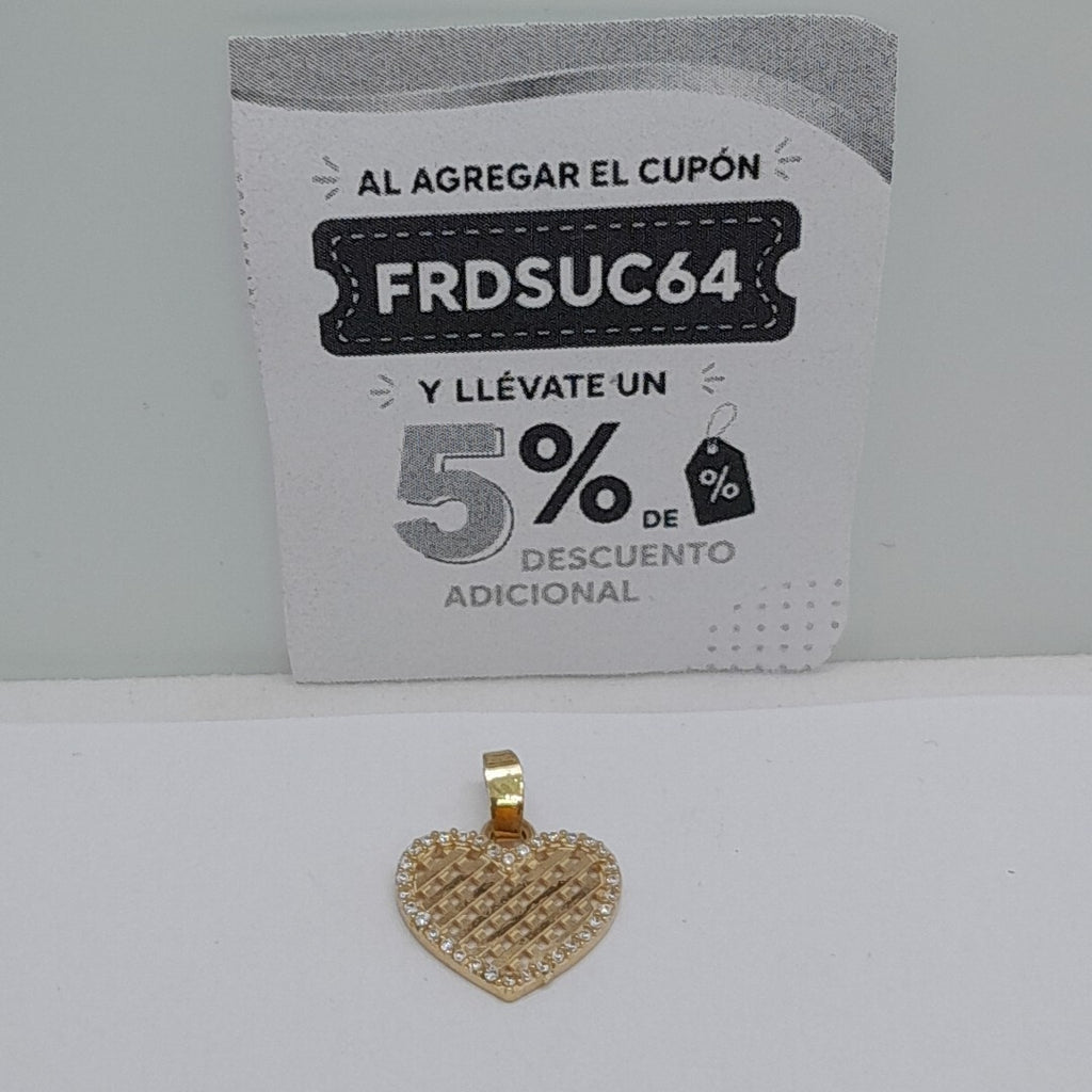 DIJE TEJIDO CORAZON CON CERCO DE CIRCONIAS 14K 1.1 GR (NUEVO)