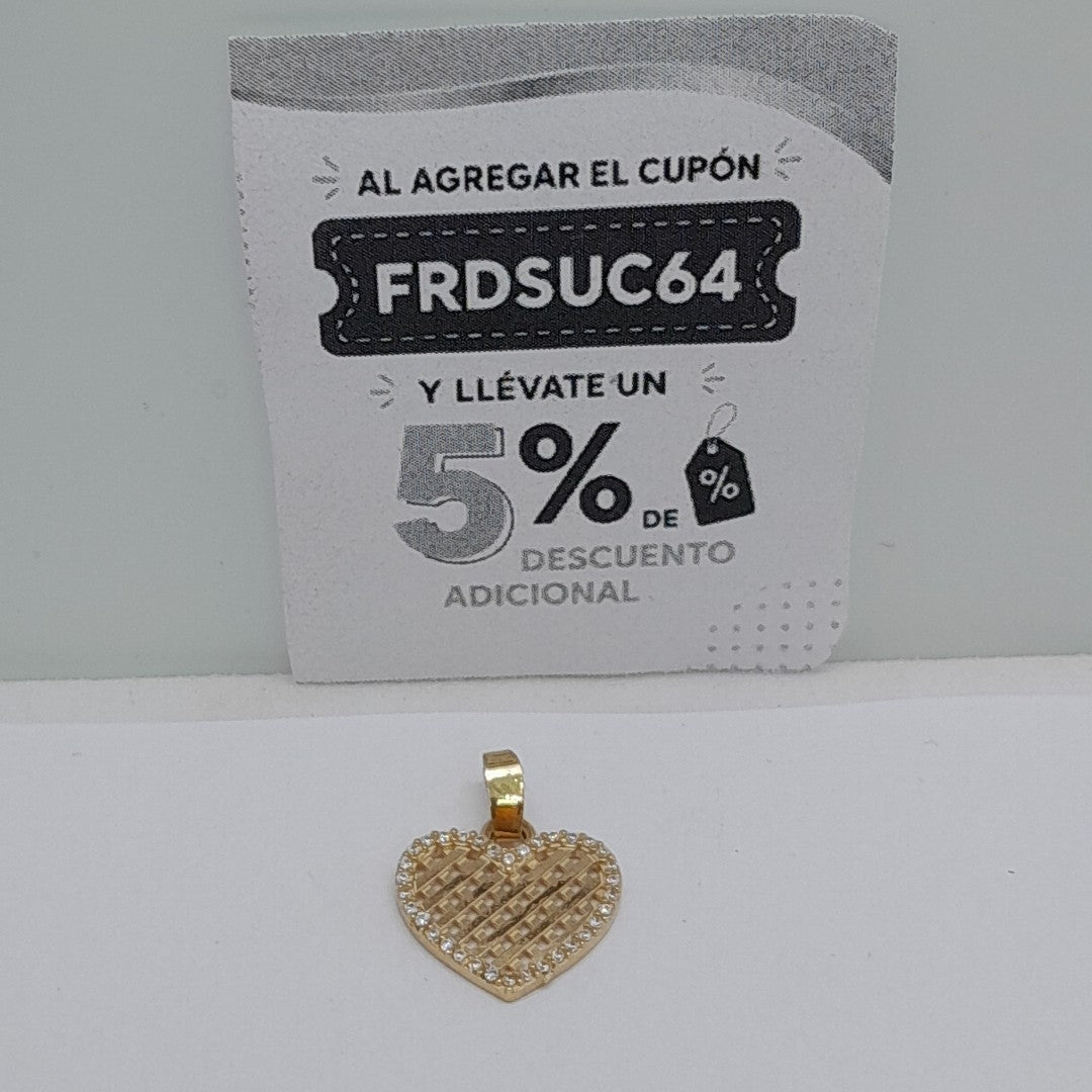 DIJE TEJIDO CORAZON CON CERCO DE CIRCONIAS 14K 1.1 GR (NUEVO)