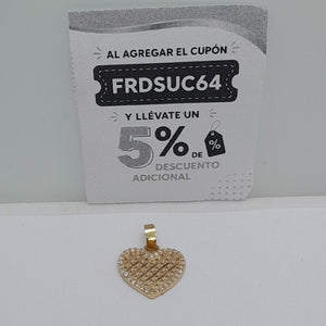 DIJE TEJIDO CORAZON CON CERCO DE CIRCONIAS 14K 1.1 GR (NUEVO)