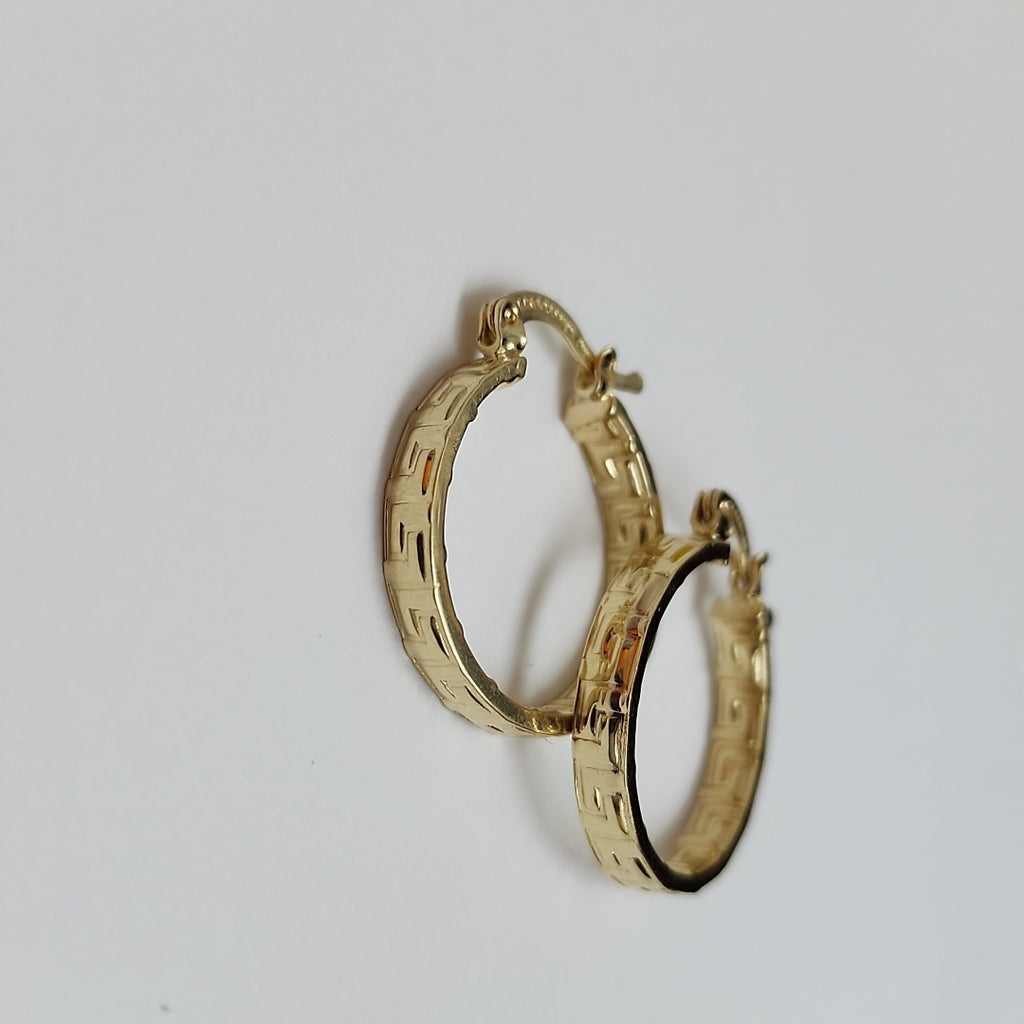 ARETES TEJIDO ARRACADAS TIPO GRECAS 14K 2.1 GR (NUEVO)