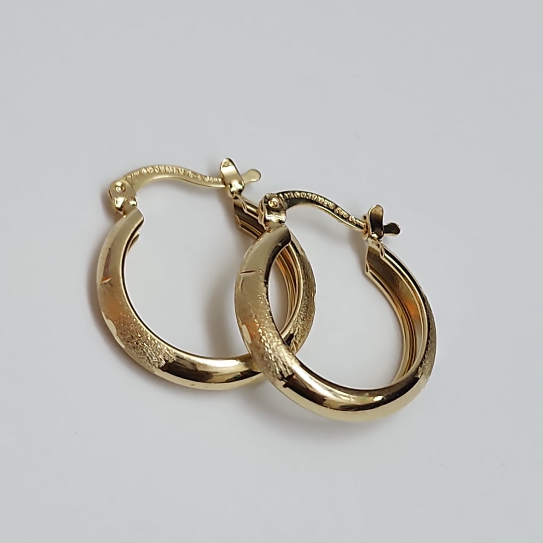ARETES TEJIDO ARRACADA SATINADA 14K 2.5 GR (NUEVO)