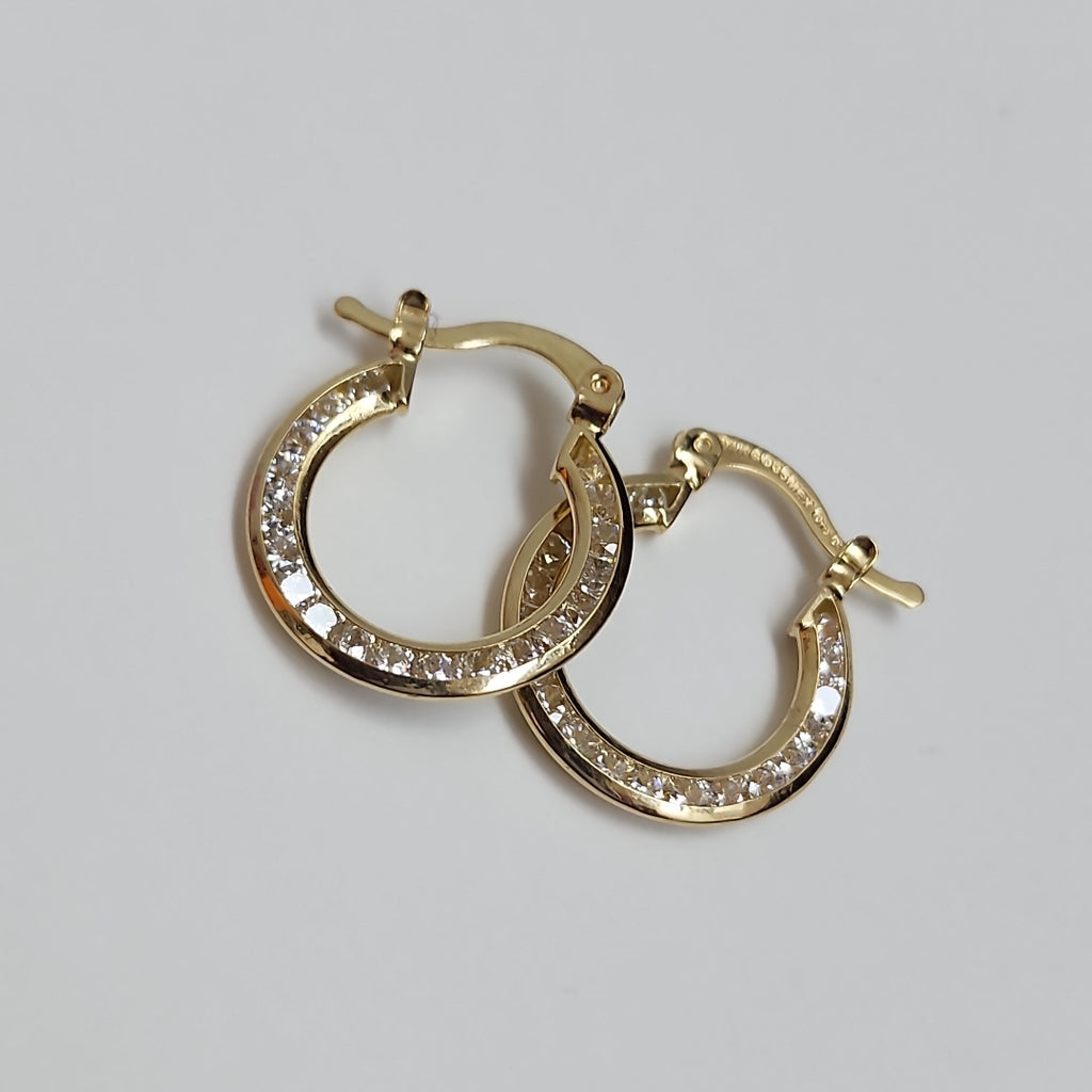 ARETES ARRACADAS CON CIRCONIAS 14K 2.4 GR (NUEVO)
