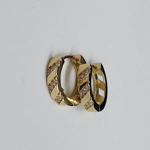 ARETES HUGGIES CON CIRCONIAS 14K 2.3 GR (NUEVO)