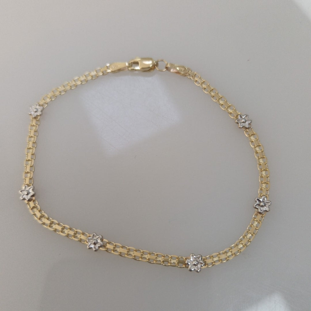 PULSERA ESPECIAL C FLORES 14K 18 CM 2.9 GR (NUEVO)