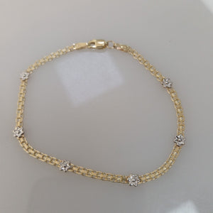 PULSERA ESPECIAL C FLORES 14K 18 CM 2.9 GR (NUEVO)