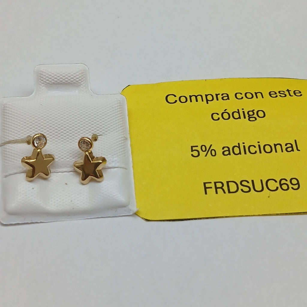 BROQUELES BROQUEL FIG ESTRELLA C CIRCONIA 14K 0.2603 GR (NUEVO)