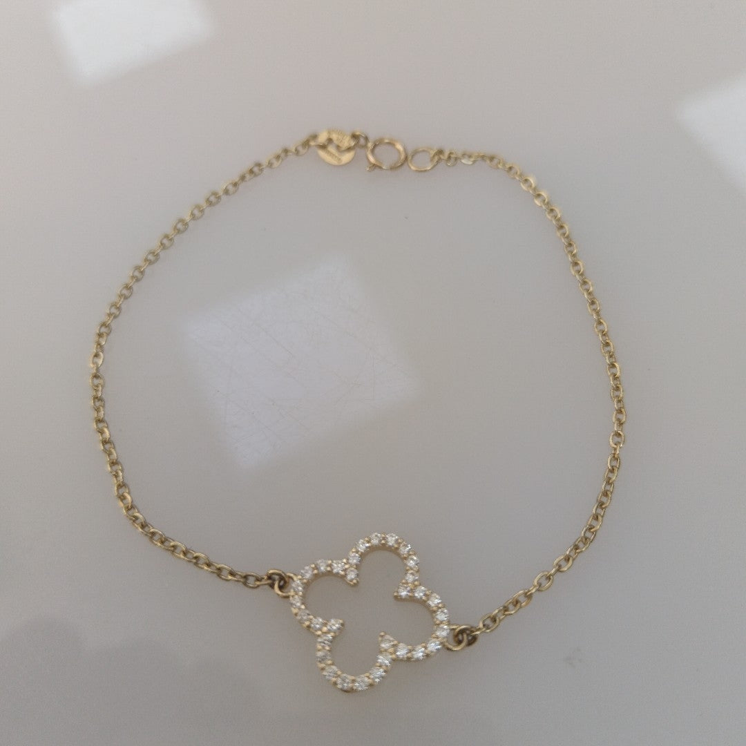 PULSERA TEJIDO ESPECIAL C CIRCONIAS 14K 18 CM 1.8 GR (NUEVO)