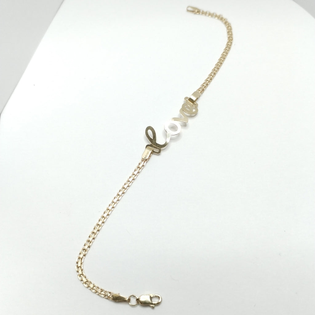 PULSERA ESCLAVA GRABADA LOVE 10K 18 CM 2.7 GR (NUEVO)