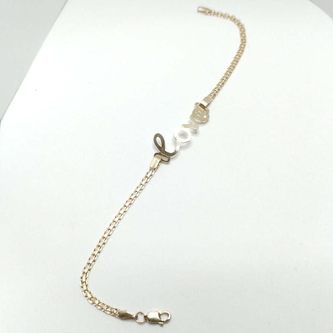 PULSERA ESCLAVA GRABADA LOVE 10K 18 CM 2.7 GR (NUEVO)