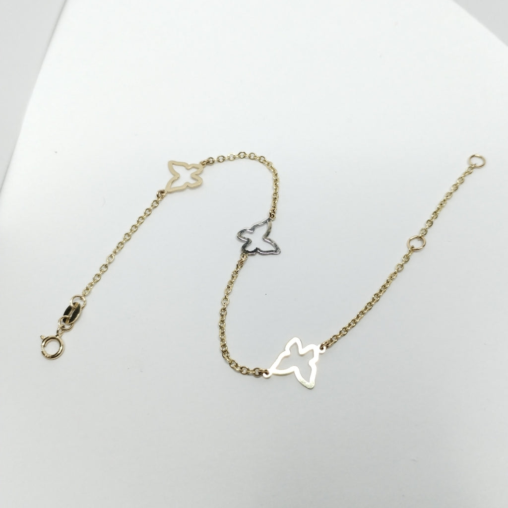 PULSERA ESPECIAL C MARIPOSAS 14K 18 CM 1.7 GR (NUEVO)