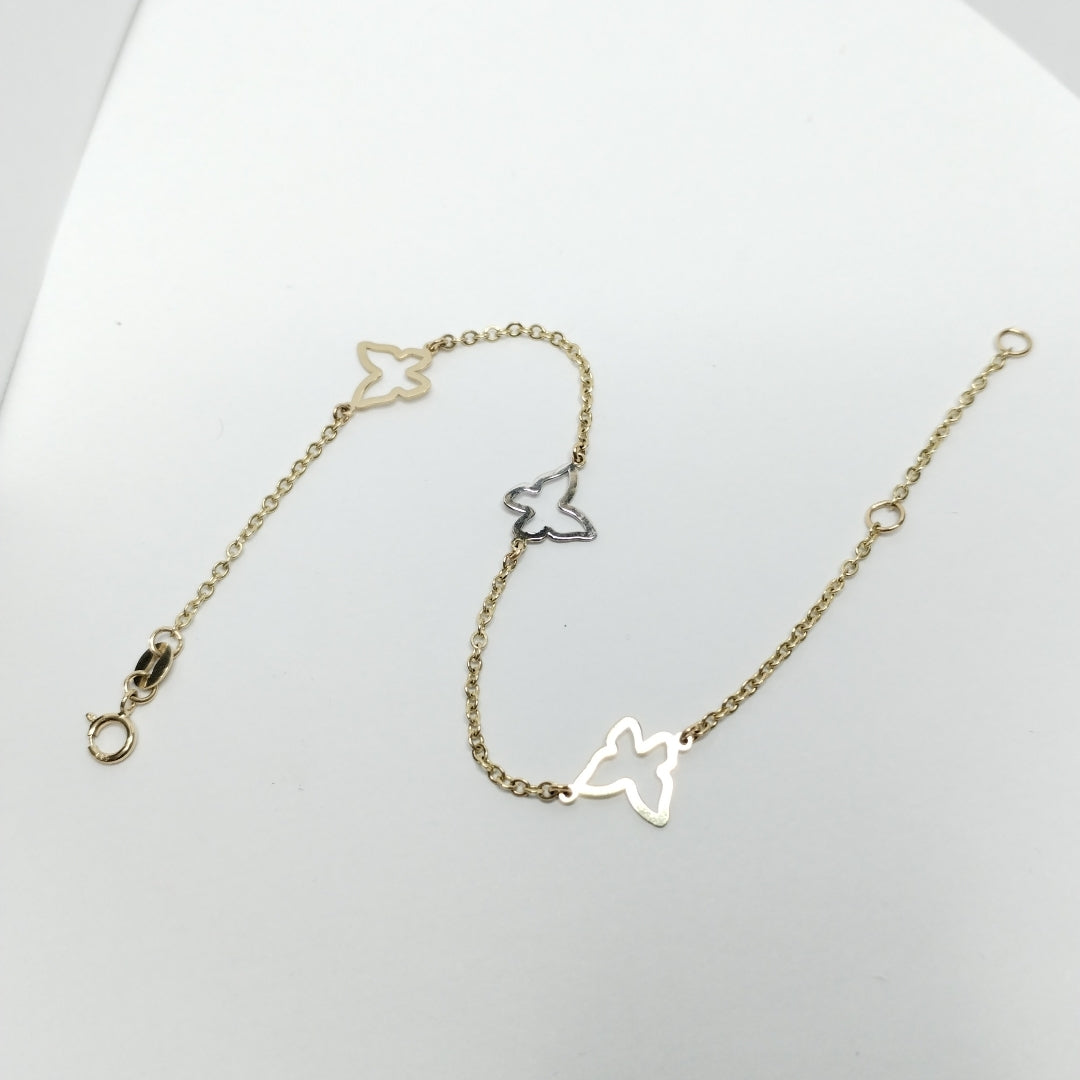 PULSERA ESPECIAL C MARIPOSAS 14K 18 CM 1.7 GR (NUEVO)