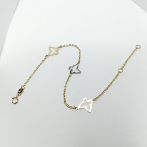 PULSERA ESPECIAL C MARIPOSAS 14K 18 CM 1.7 GR (NUEVO)