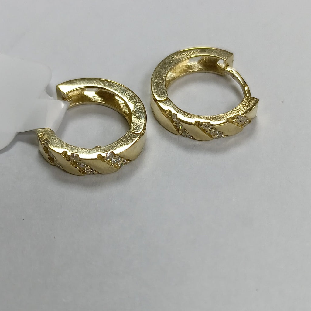 ARETES HUGGIES CON CIRCONIAS 14K 2.2 GR (NUEVO)