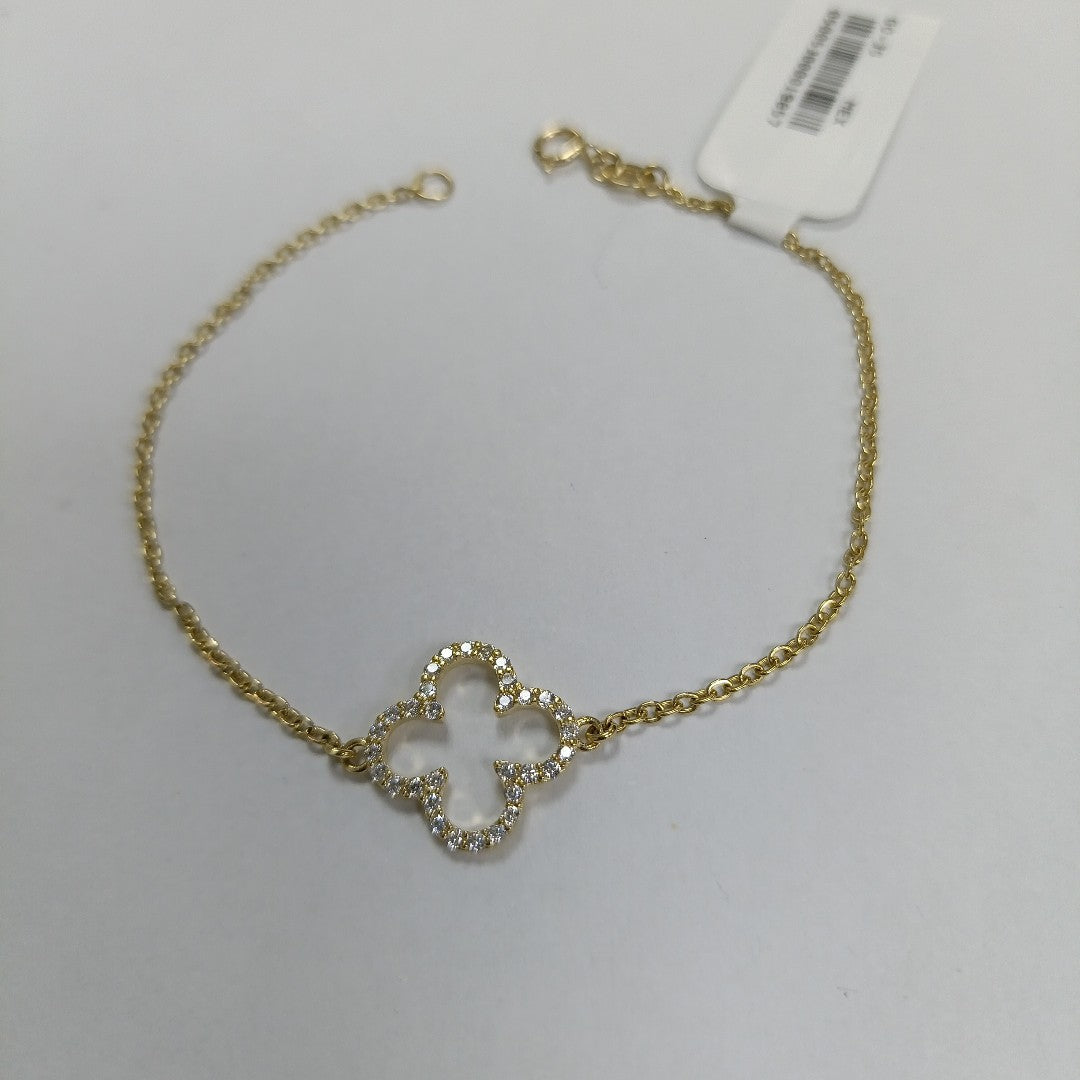 PULSERA TEJIDO ESPECIAL C CIRCONIAS 14K 18 CM 1.8 GR (NUEVO)