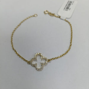 PULSERA TEJIDO ESPECIAL C CIRCONIAS 14K 18 CM 1.8 GR (NUEVO)