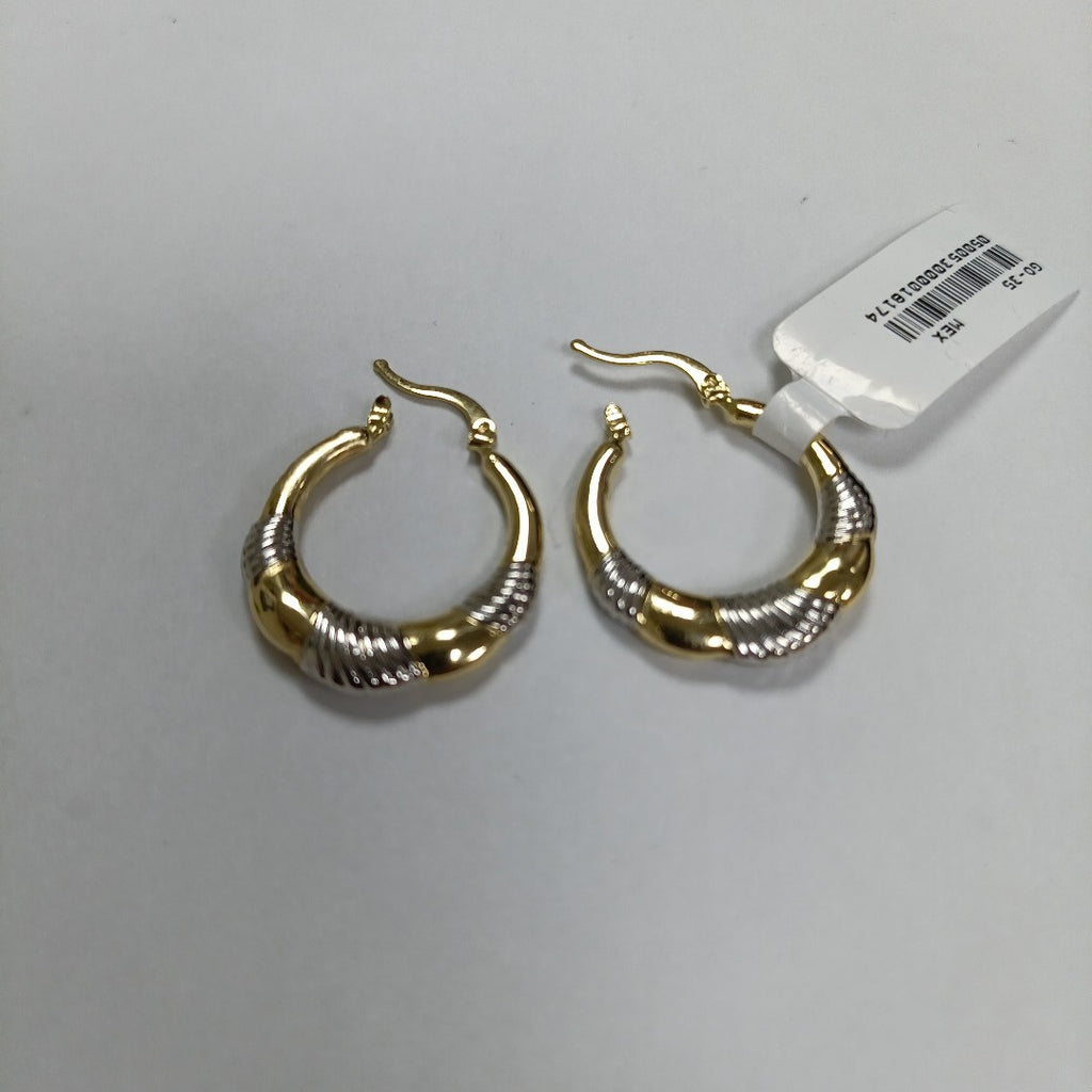 ARETES ARRACADAS HUECAS COMBINADAS 14K 2.5 GR (NUEVO)