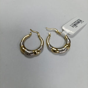 ARETES ARRACADAS HUECAS COMBINADAS 14K 2.5 GR (NUEVO)