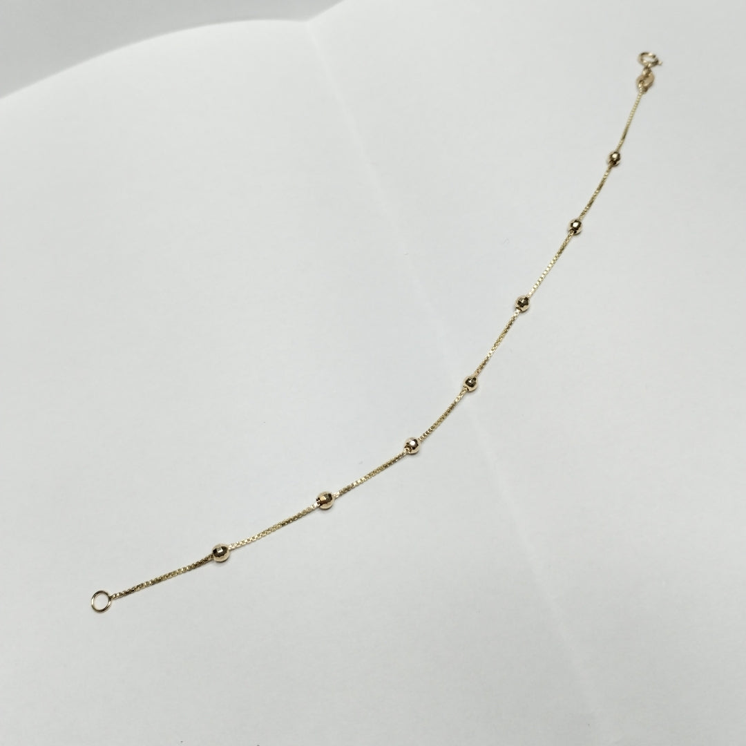PULSERA ESPECIAL CON BOLITAS 14K 18 CM 1.4 GR (NUEVO)