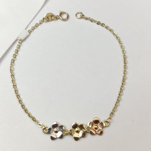 PULSERA TEJIDO ESPECIAL FIG FLORES 14K 18 CM 2.1 GR (NUEVO)
