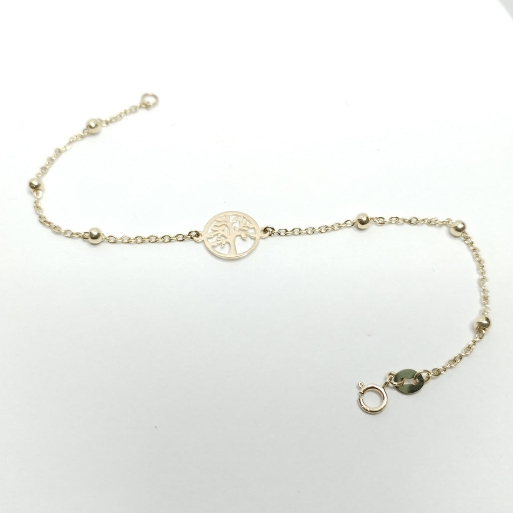 PULSERA TEJIDO ESPECIAL ARBOL 14K 18 CM 1.7 GR (NUEVO)