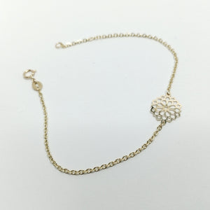 PULSERA TEJIDO ESPECIAL CON MANDALA 14K 18 CM 1.3 GR (NUEVO)