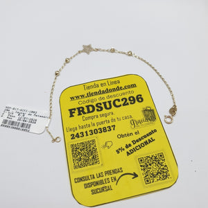 PULSERA ESPECIAL CON ESTRELLA Y CIRCONIAS 14K 18 CM 1.5 GR (NUEVO)