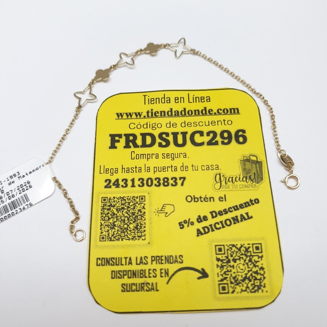 PULSERA TEJIDO ESP CON TREBOL 14K 18 CM 1.6 GR (NUEVO)
