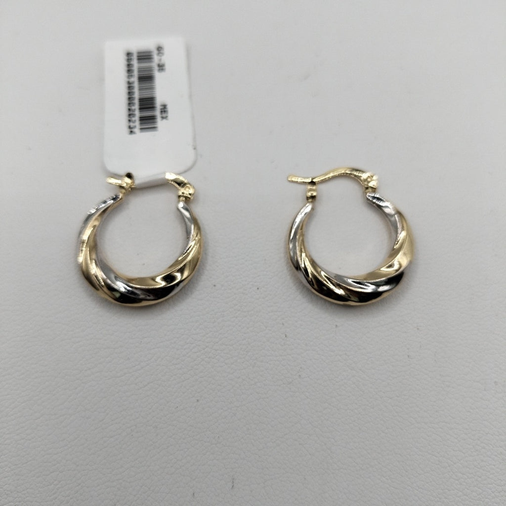 ARETES TEJIDO ARRACADA TRENZADA COMBINADA 14K 1.8 GR (NUEVO)