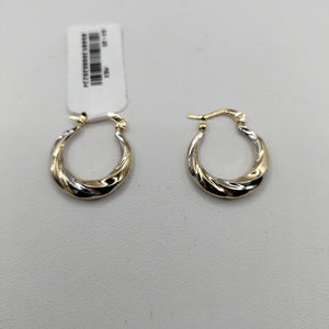 ARETES TEJIDO ARRACADA TRENZADA COMBINADA 14K 1.8 GR (NUEVO)