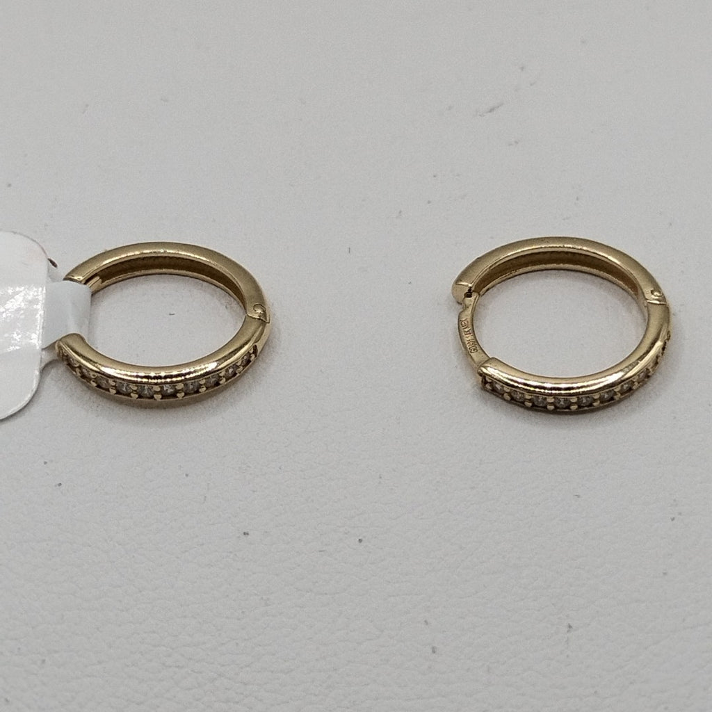 ARETES HUGGIES C CIRCONIA 14K 1.6 GR (NUEVO)