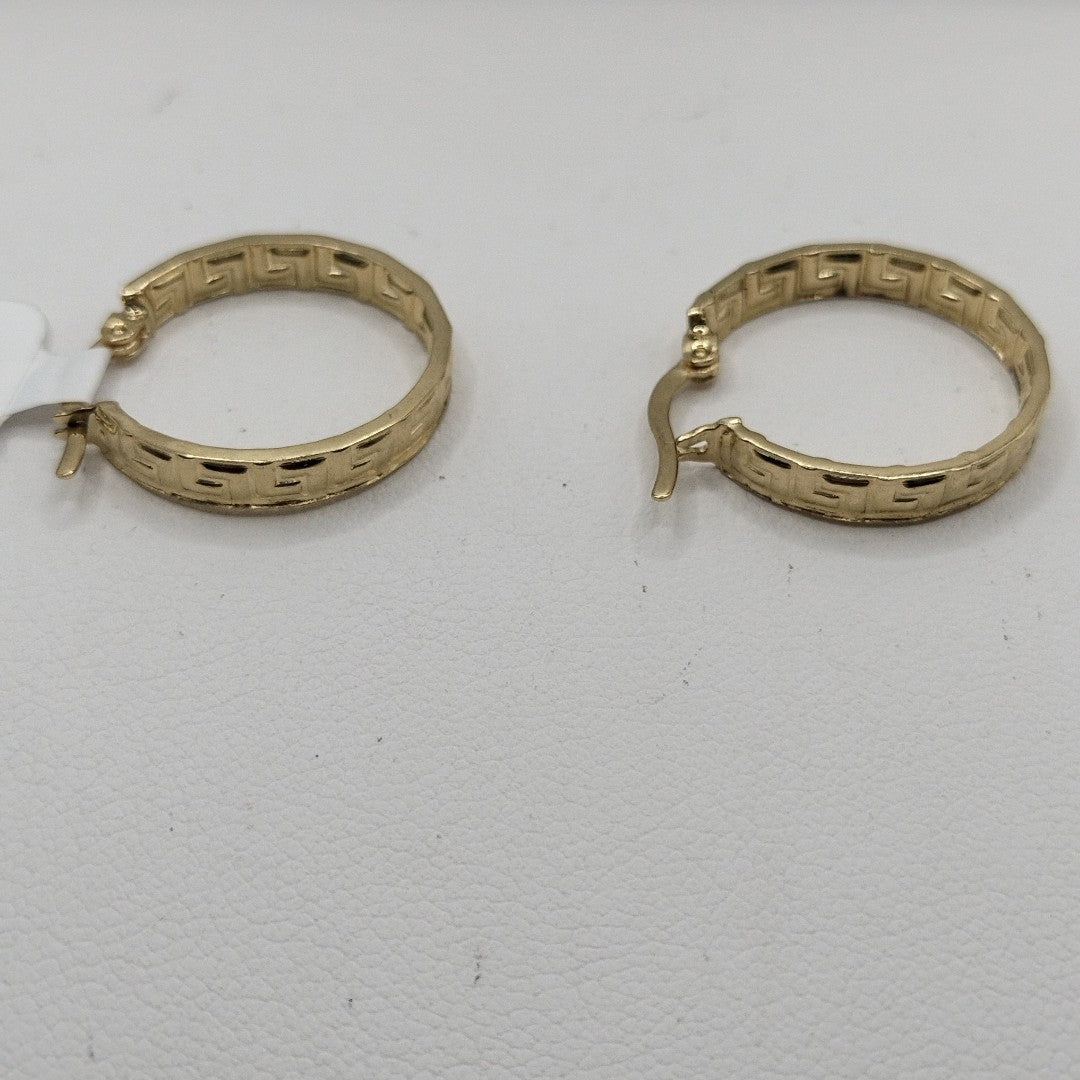ARETES ARRACADA CON GRECAS 14K 2 GR (NUEVO)