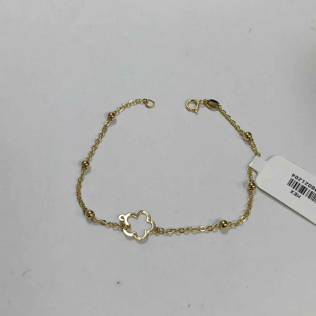 PULSERA TEJIDO ESPECIAL CON FLOR 14K 18 CM 1.6 GR (NUEVO)