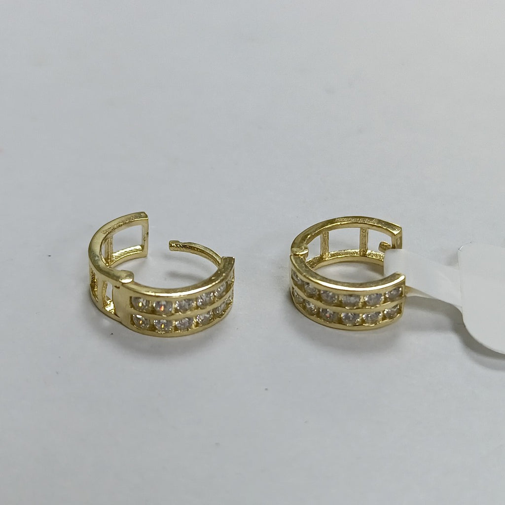 ARETES HUGGIES C CIRCONIAS 14K 1.7 GR (NUEVO)