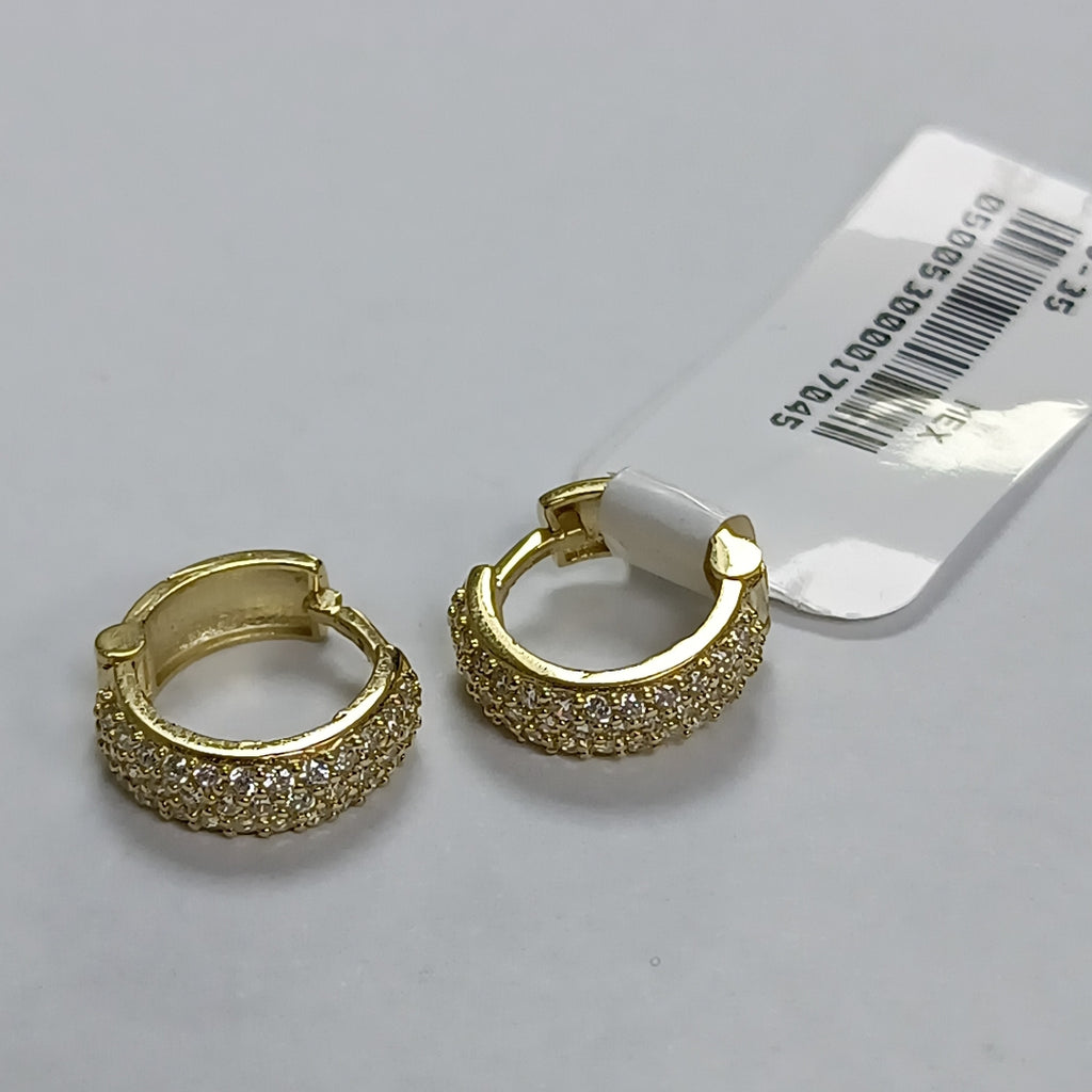 ARETES HUGGIE CON CIRCONIAS 14K 2.1 GR (NUEVO)