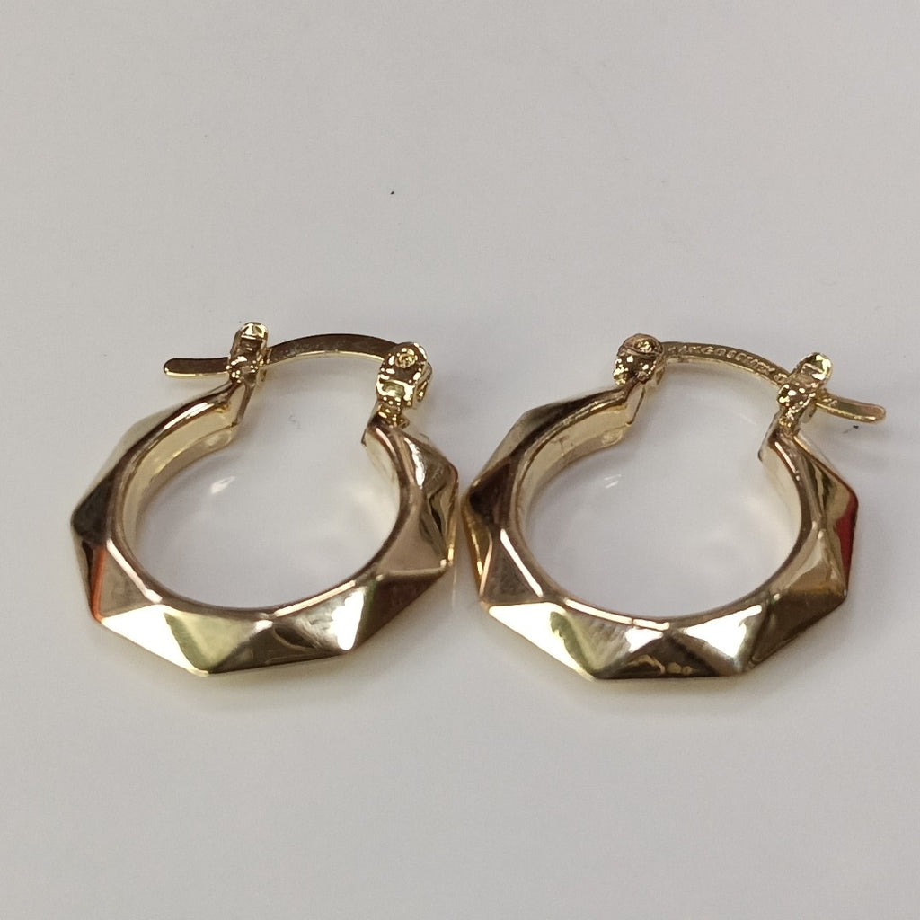 ARETES TEJIDO ARRACADAS FACETADAS 14K 1.8 GR (NUEVO)