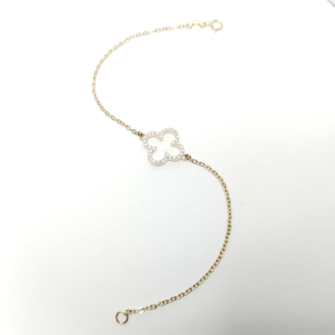 PULSERA TEJIDO ESPECIAL C CIRCONIAS 14K 18 CM 1.8 GR (NUEVO)