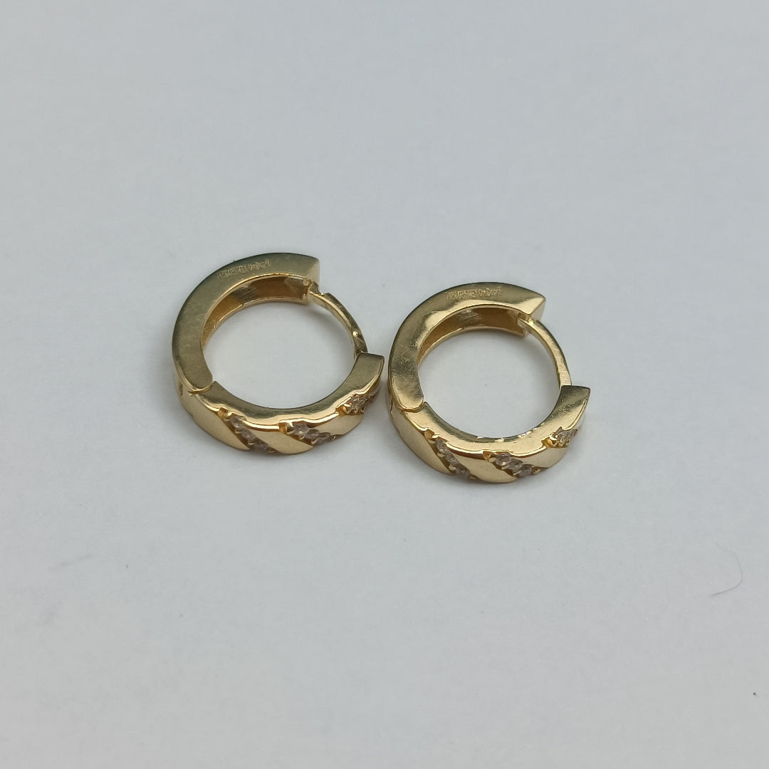 ARETES HUGGIES CON CIRCONIAS 14K 2.3 GR (NUEVO)