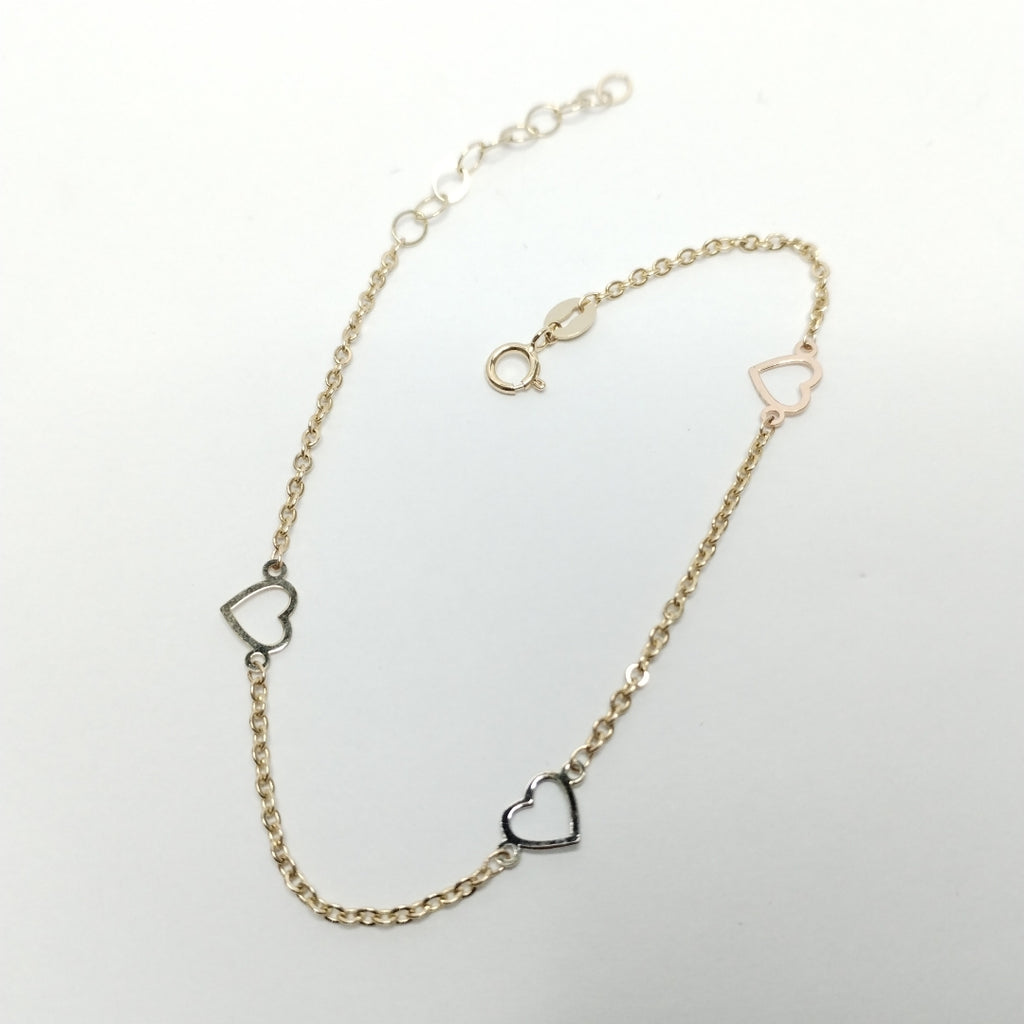PULSERA ESPECIAL CON CORAZONES 10K 18 CM 1.2 GR (NUEVO)
