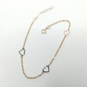 PULSERA ESPECIAL CON CORAZONES 10K 18 CM 1.2 GR (NUEVO)