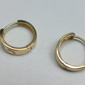 ARETES TEJIDO HUGGIES CON CIRCONIAS 14K 2.9 GR (NUEVO)