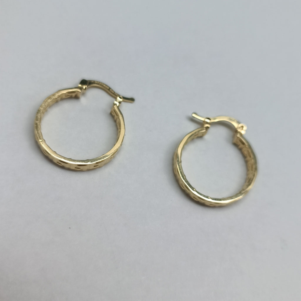 ARETES TEJIDO ARRACADAS TIPO GRECAS 14K 2.1 GR (NUEVO)