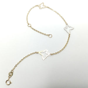 PULSERA ESPECIAL C MARIPOSAS 14K 18 CM 1.7 GR (NUEVO)