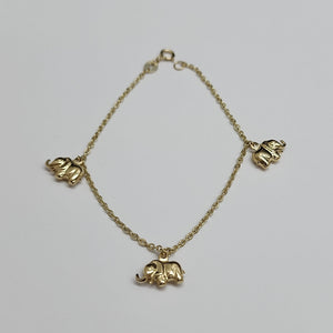 PULSERA ESPECIAL CON DIJES ELEFANTES 10K 18 CM 2.2 GR (NUEVO)