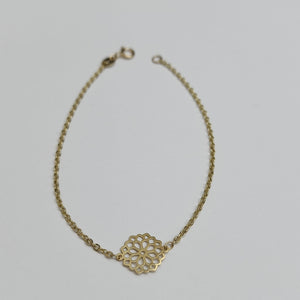 PULSERA TEJIDO ESPECIAL CON MANDALA 14K 18 CM 1.3 GR (NUEVO)