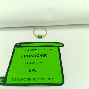 ANILLOS TEJIDO ANILLITO C CIRCONIAS Y PIEDRA VERDE 14K 7 1.1 GR (NUEVO)