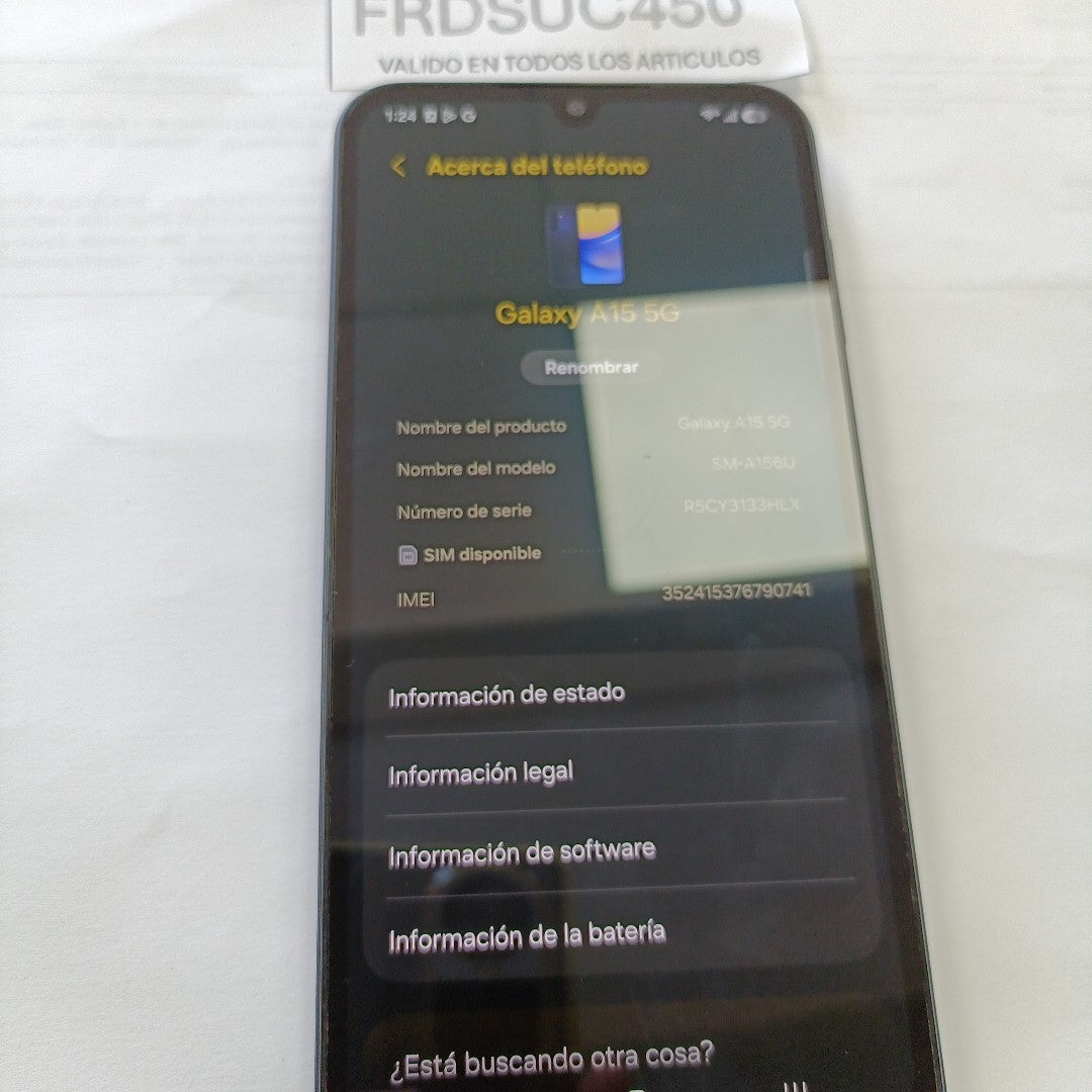 CELULAR SAMSUNG GALAXY A15 5G SM-A156U (2023) 128 GB 4 GB RAM (SEMINUEVO)