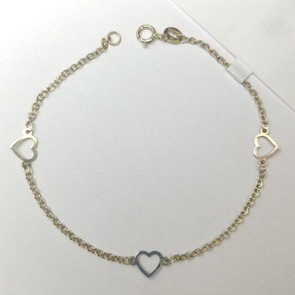 PULSERA ESPECIAL CON CORAZONES 14K 18 CM 1.3 GR (NUEVO)