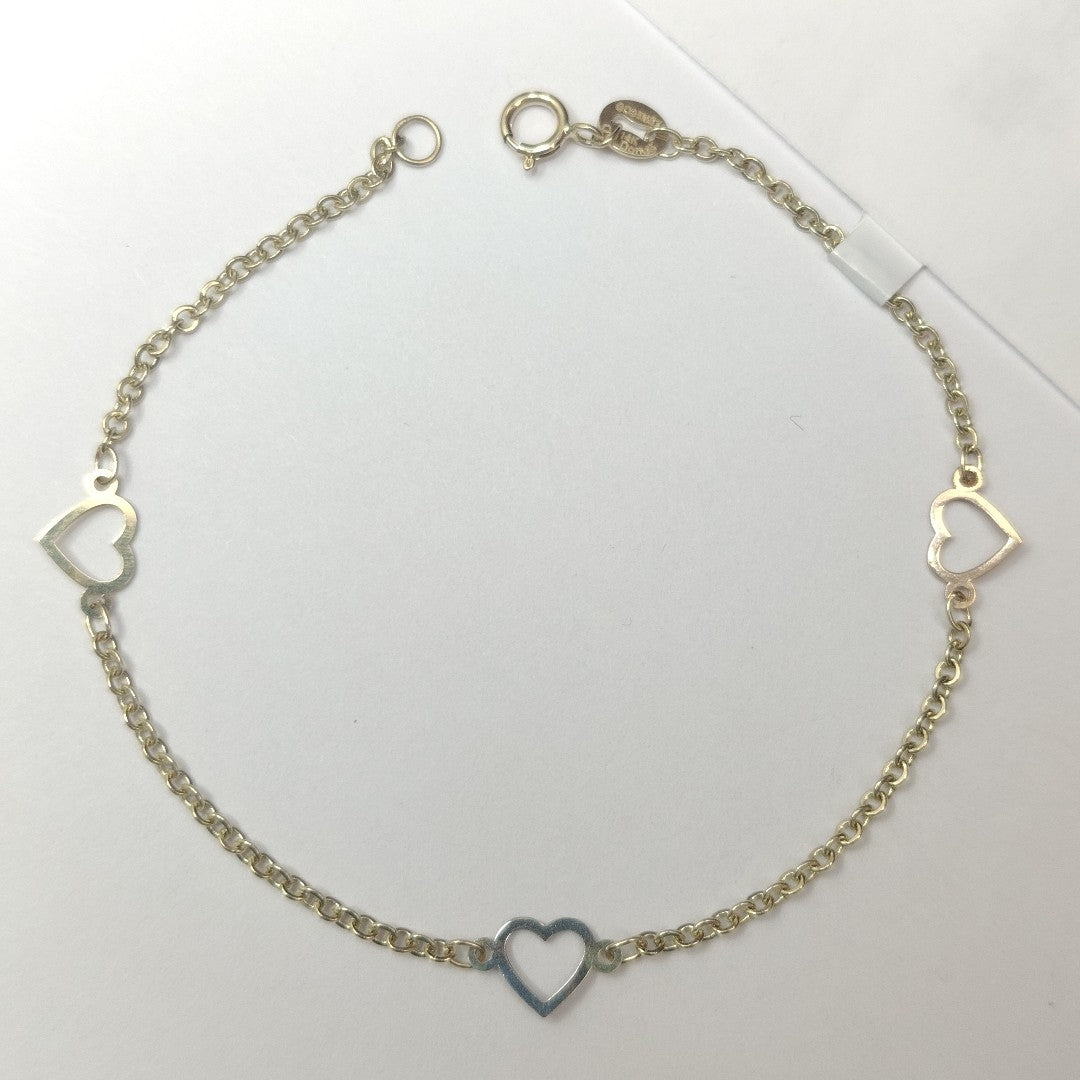 PULSERA ESPECIAL CON CORAZONES 14K 18 CM 1.3 GR (NUEVO)