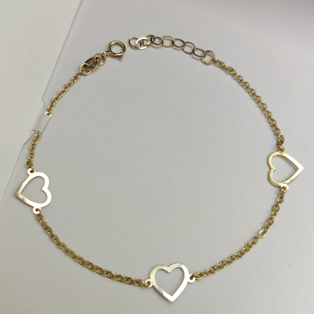 PULSERA ESPECIAL CON CORAZONES CONBINADOS 14K 18 CM 1.6 GR (NUEVO)