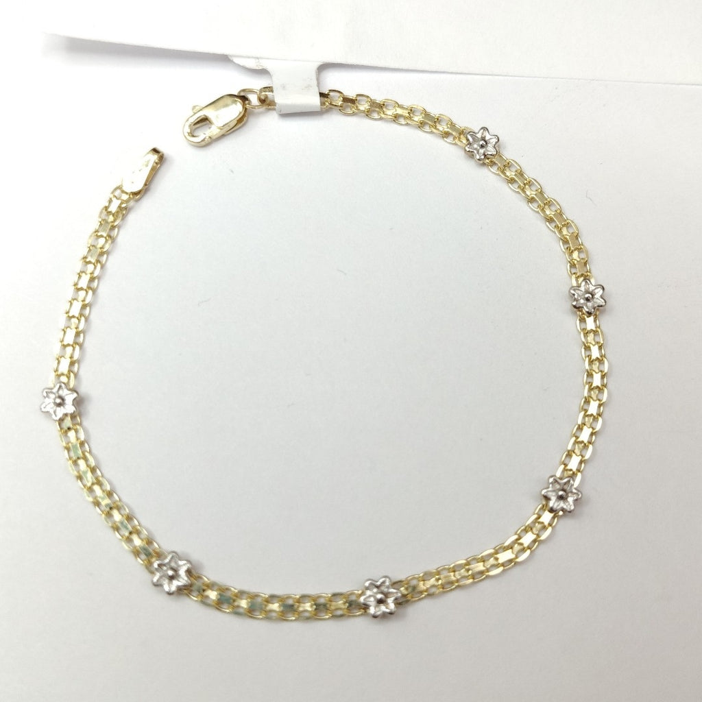 PULSERA ESPECIAL C FLORES 14K 18 CM 3 GR (NUEVO)